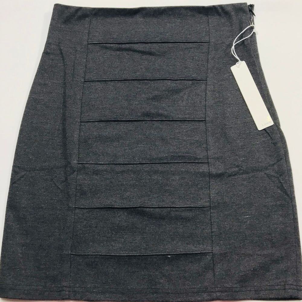 Line & Dot Stretch Pencil Mini Skirt Charcoal Gray Large - Picture 2 of 5